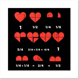 Valentines Day Fractions Heart Funny Math Teacher Posters and Art